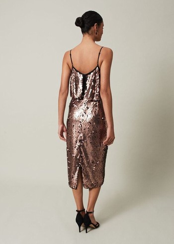 Phase Eight Myka Bronze Sequin Tiered Dress Brown USA | 3084679-FH